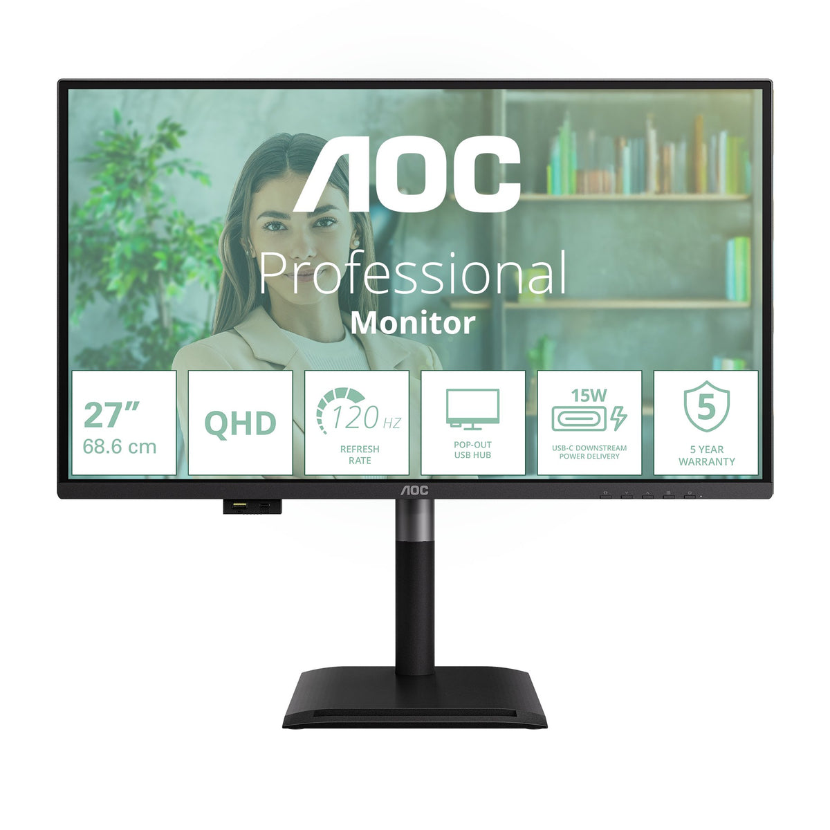 EAN 4038986182881 - AOC Q27P4U pantalla para PC 68,6 cm (27") 2560 x 1440 Pixeles Wide Quad HD Negro imagen 2