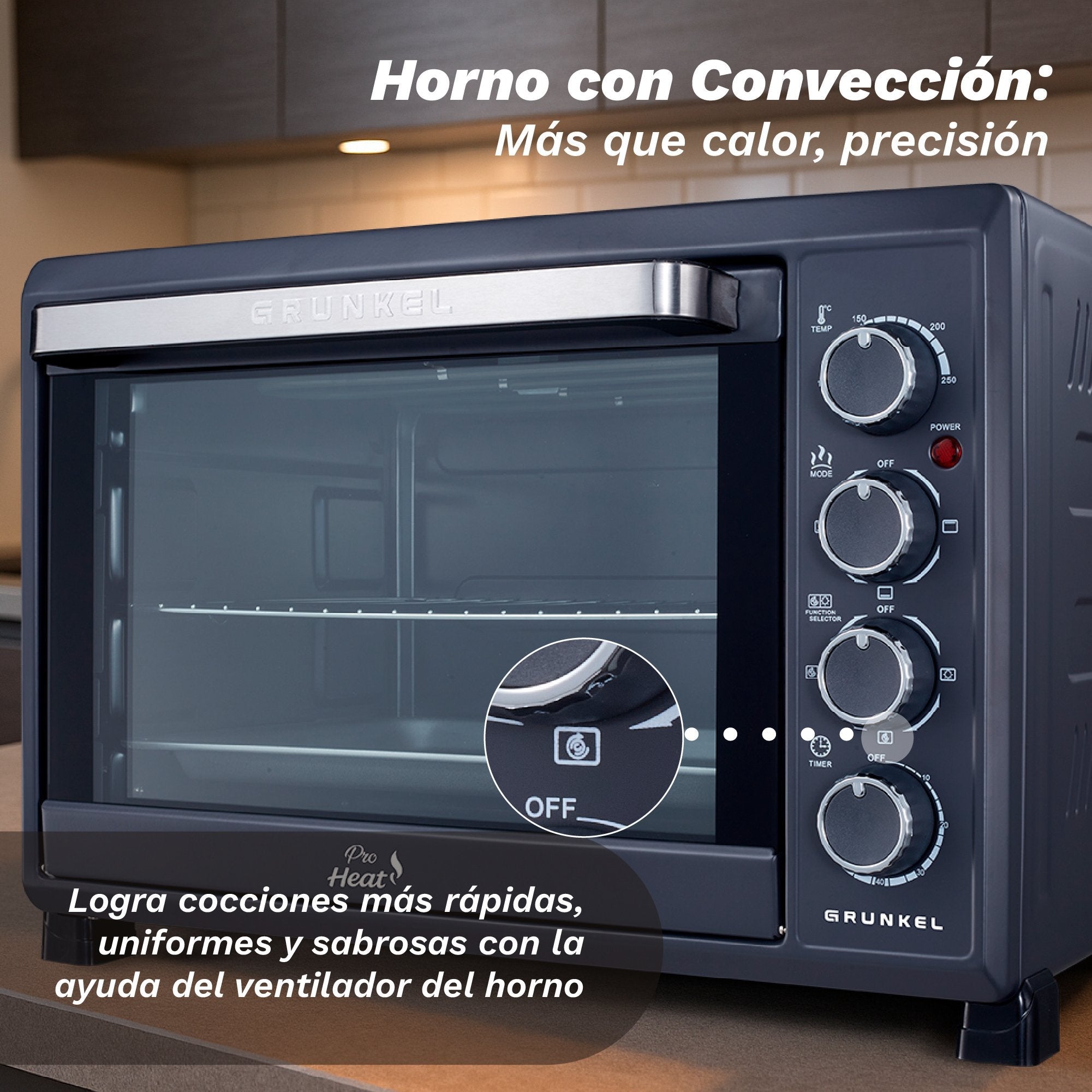 Horno De Sobremesa Grunkel Hr-38pro 2000w Capacidad 38l Negro