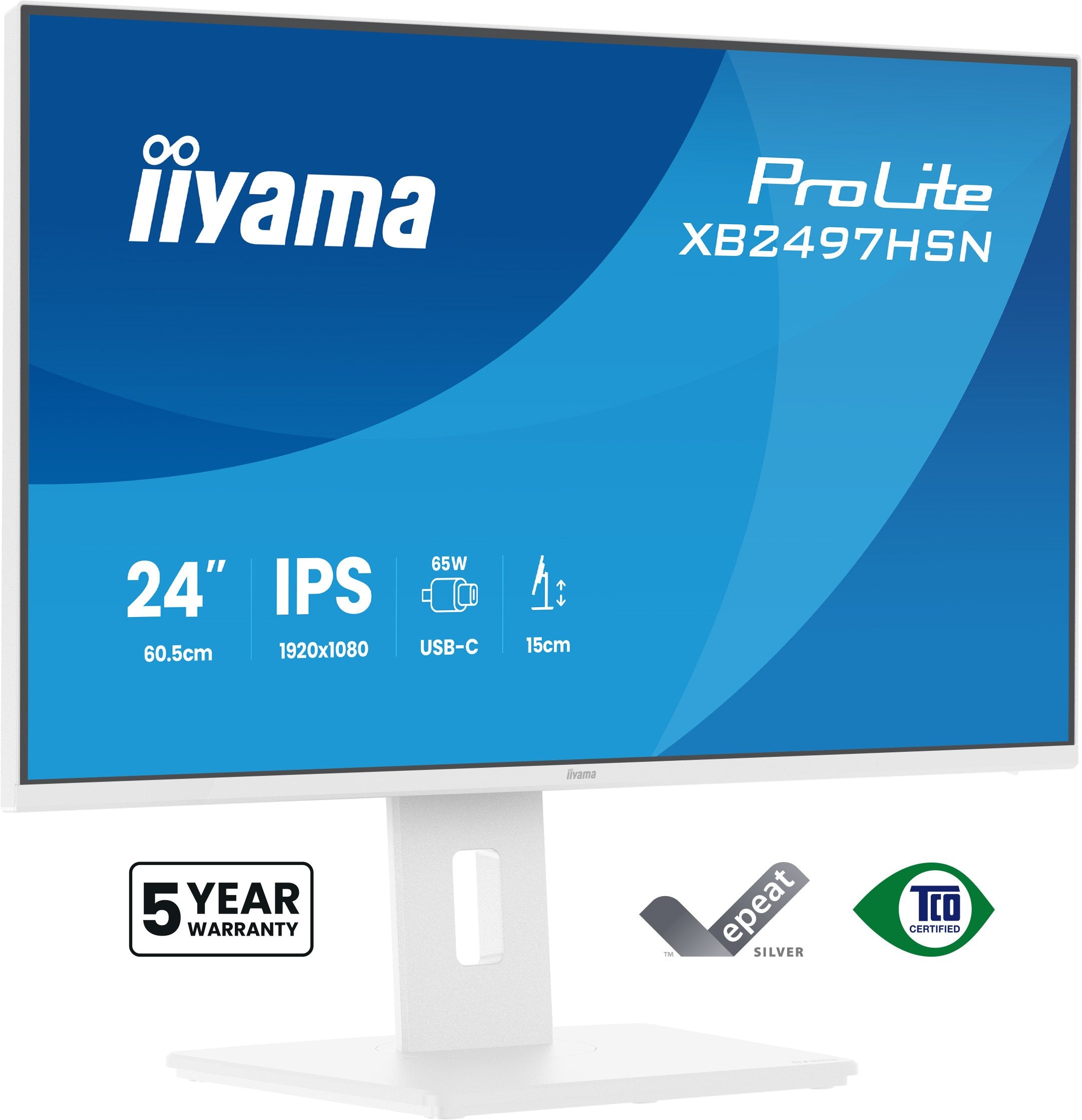 Iiyama Xb2497hsn-W1 (Prolite) - 23.8p Ips Fhd - 1ms - 350cd/Mâ² - Hdmi-Dp Usb-C.Dock - Hub Usb - 2x2w - Ajustable- Blanco