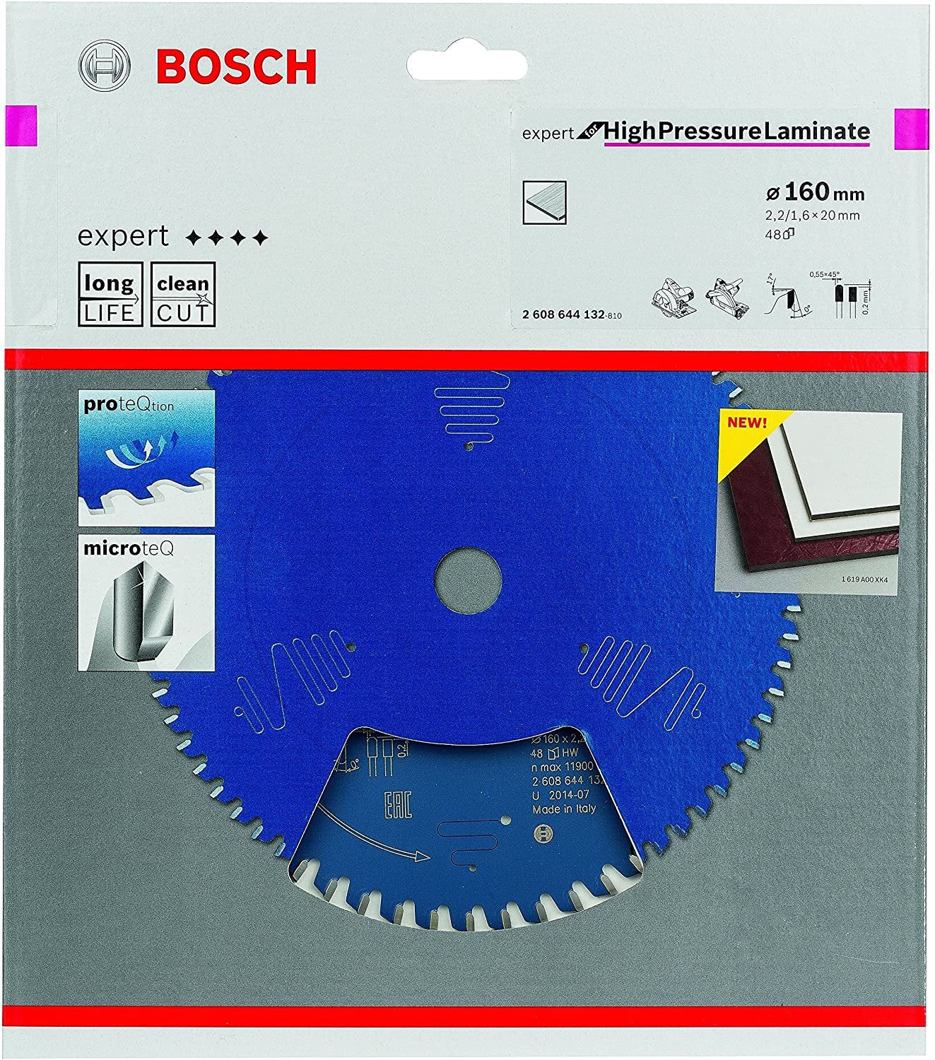 Hoja De Sierra Circular Bosch Expert Para Laminado De Alta Presión, Ø 160 Mm, 48 Dientes (Diámetro 20 Mm)