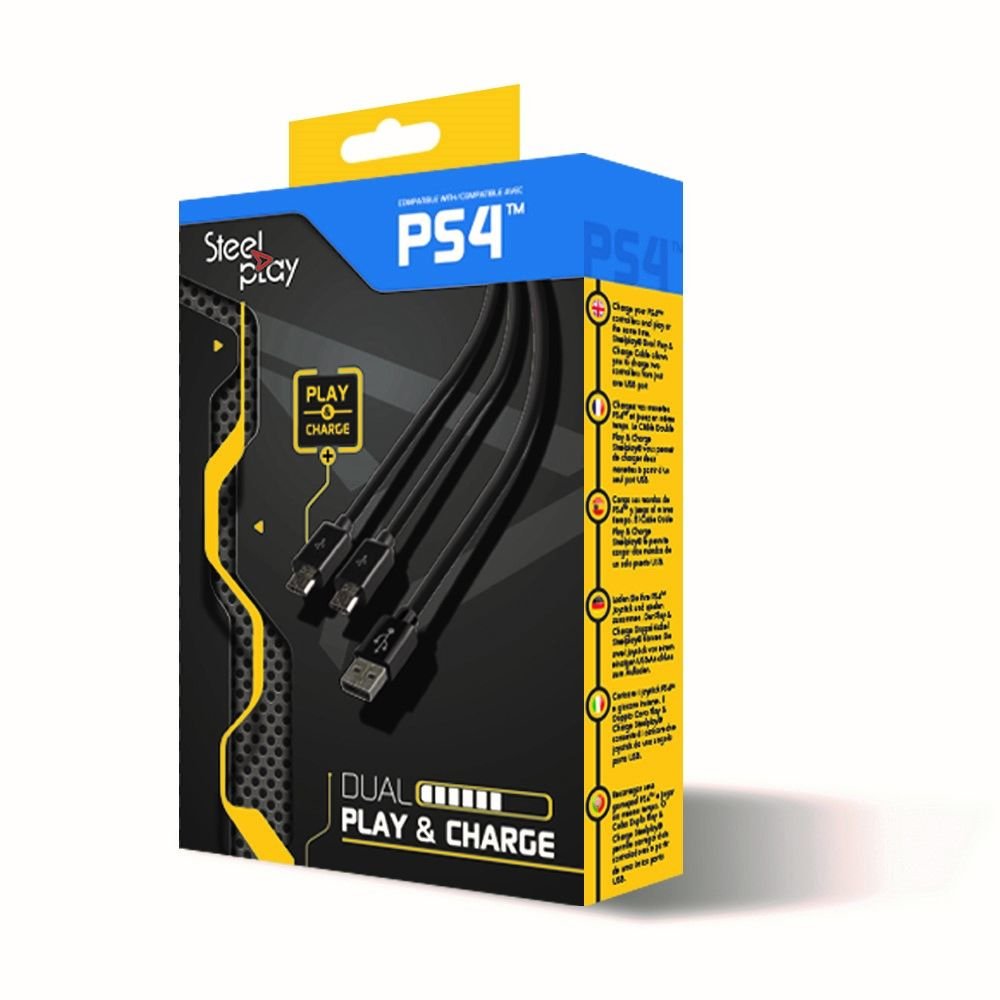 Steelplay Dual Play & Charge Cable For Controller 3m Negro Ps4