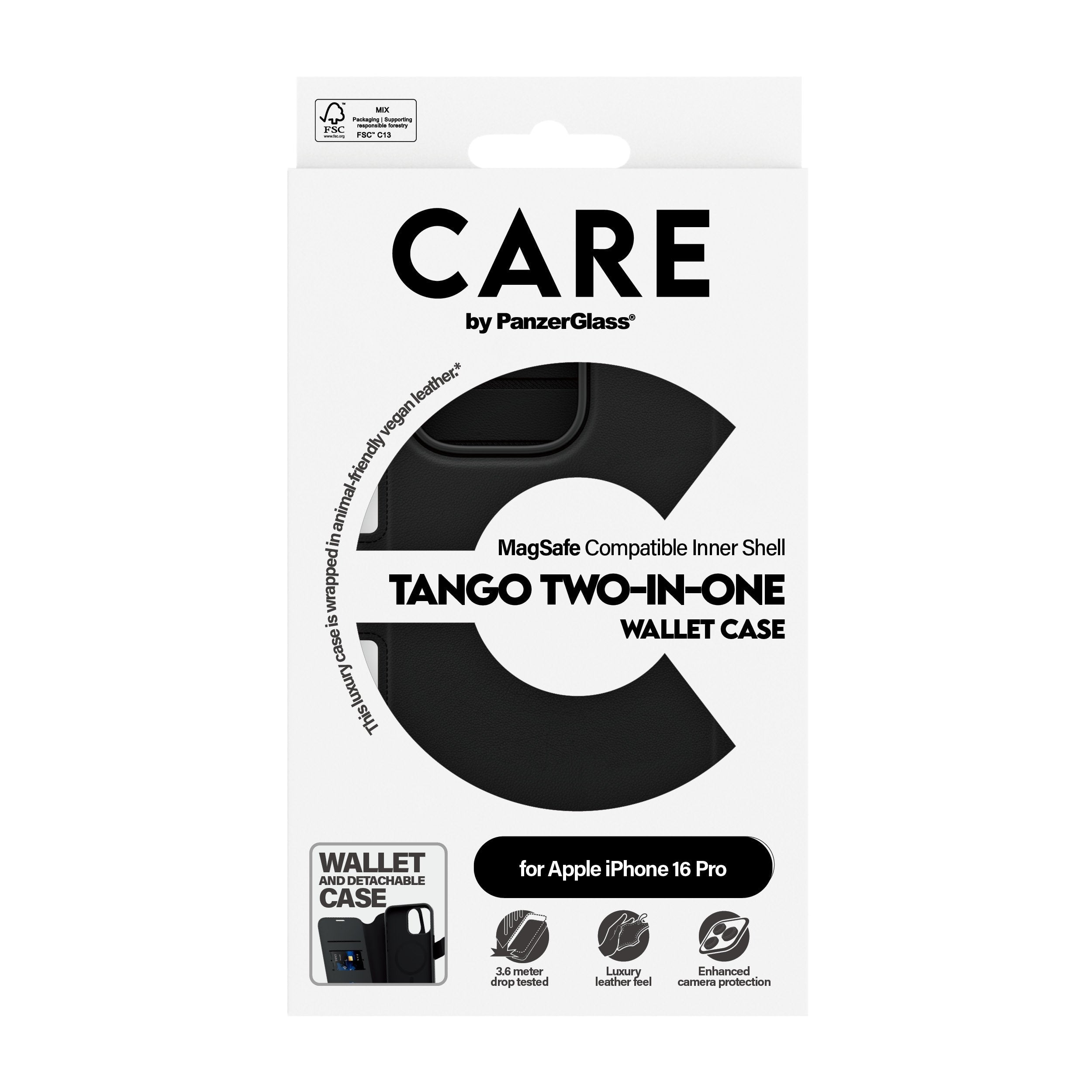 EAN 5715685003929 - PanzerGlass CARE™ by ® Tango 2-in-1 Wallet Case w. MagSafe iPhone 16 Pro funda para teléfono móvil Negro imagen 3