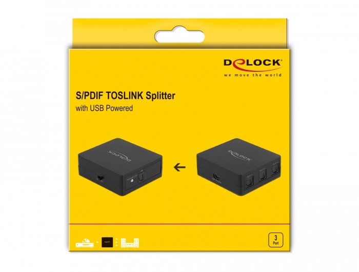 Delock Splitter S/Pdif Toslink 1 In 3 Out Con Fuente De Alimentación Usb