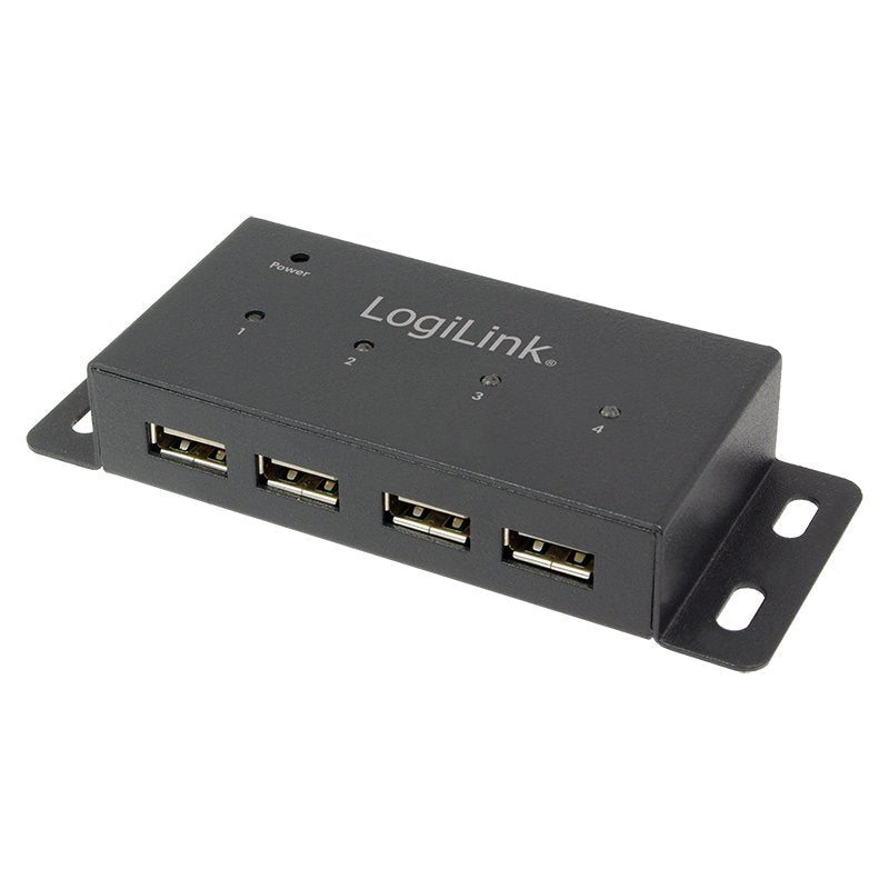 Logilink Ua0141a Hub 4x Metal Negro Con Alimentación 480 Mbit/S Negro