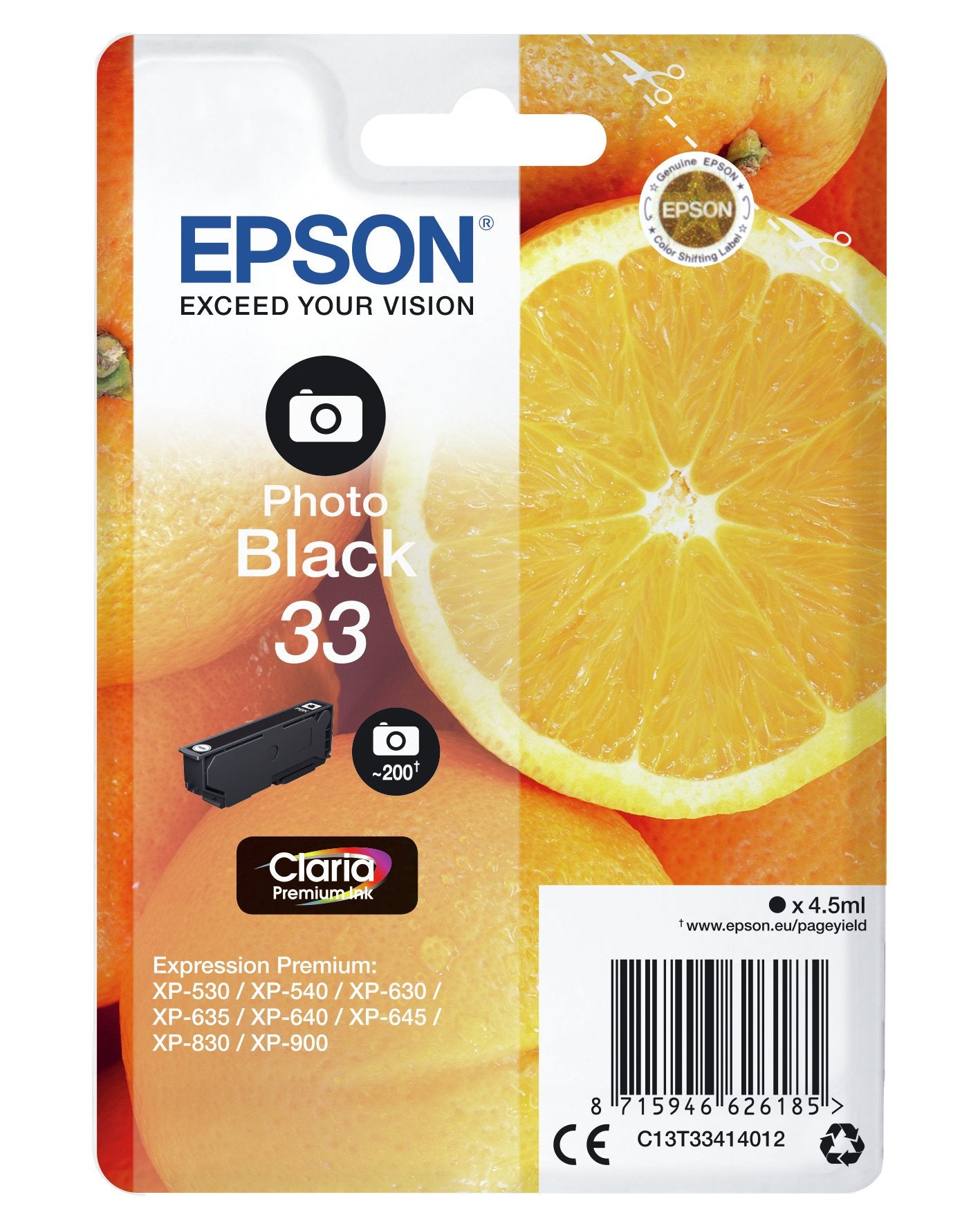 EAN 8715946626192 - Epson Oranges C13T33414022 cartucho de tinta 1 pieza(s) Original Rendimiento estándar Negro imagen 9