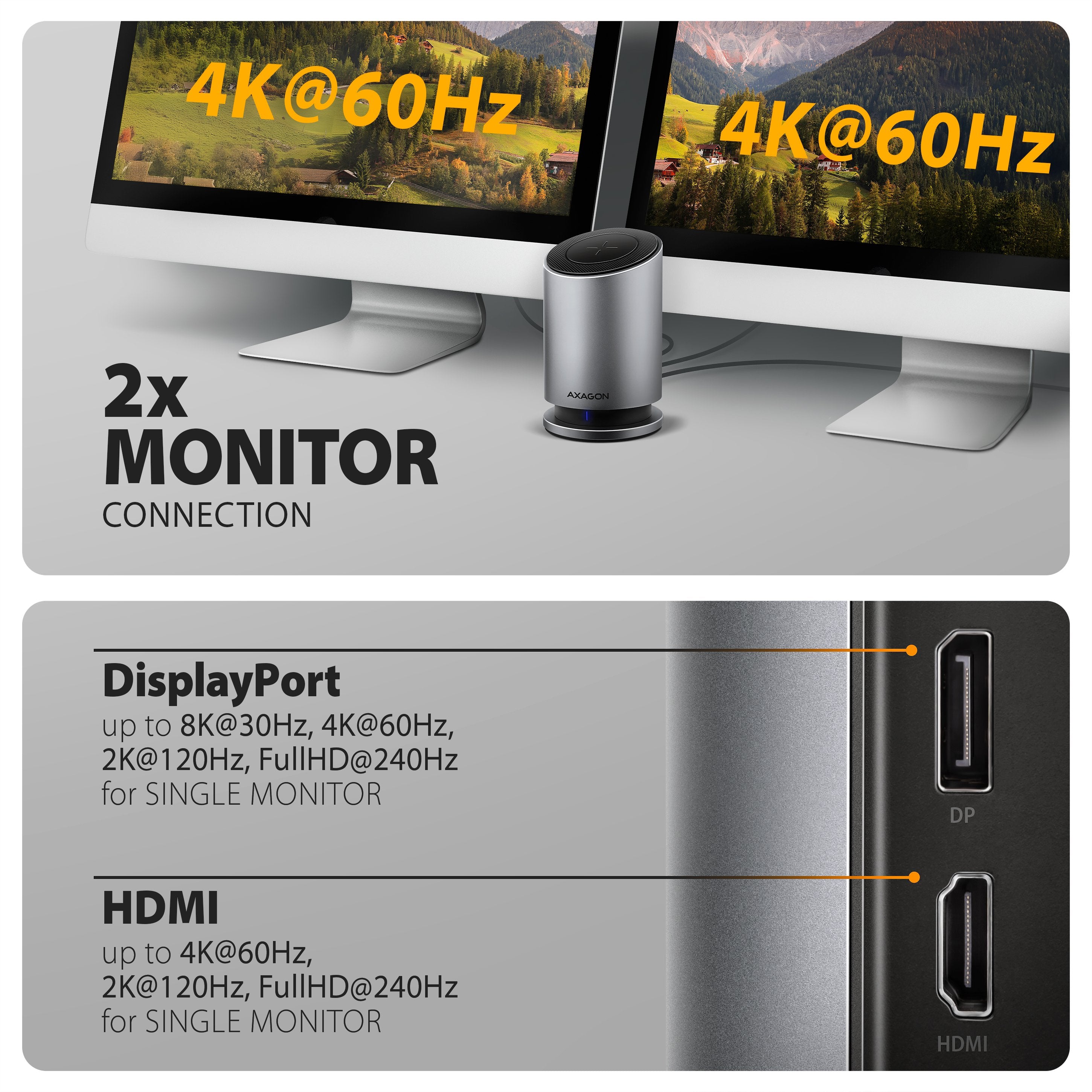 EAN 8595247908735 - Axagon HMC-WL9 base para portátil y replicador de puertos Alámbrico USB 3.2 Gen 2 (3.1 Gen 2) Type-C Gris imagen 8