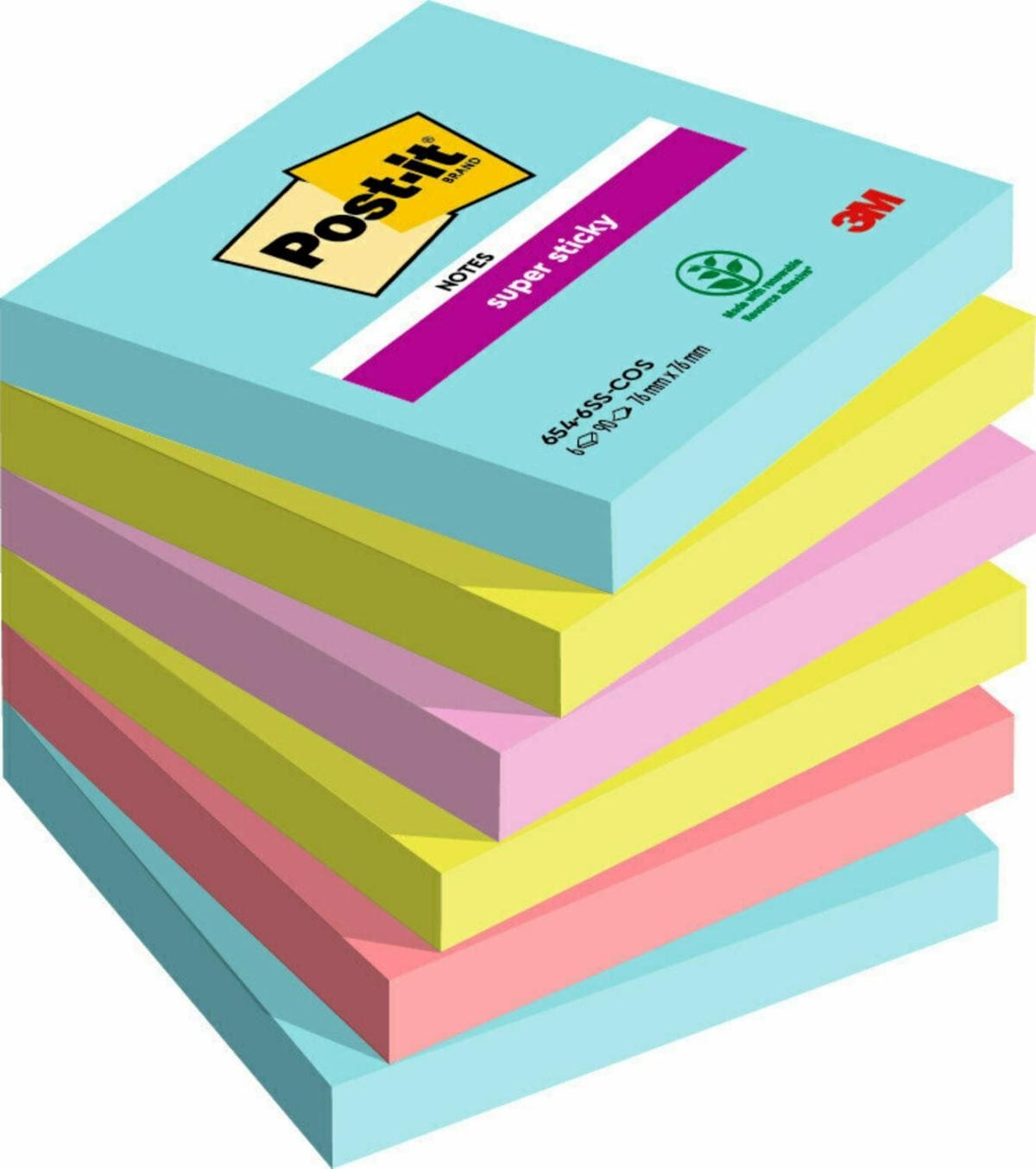Post-It Notas Adhesivas Super Sticky 4 Colores Lugares Miami 76x76 6 Blocs
