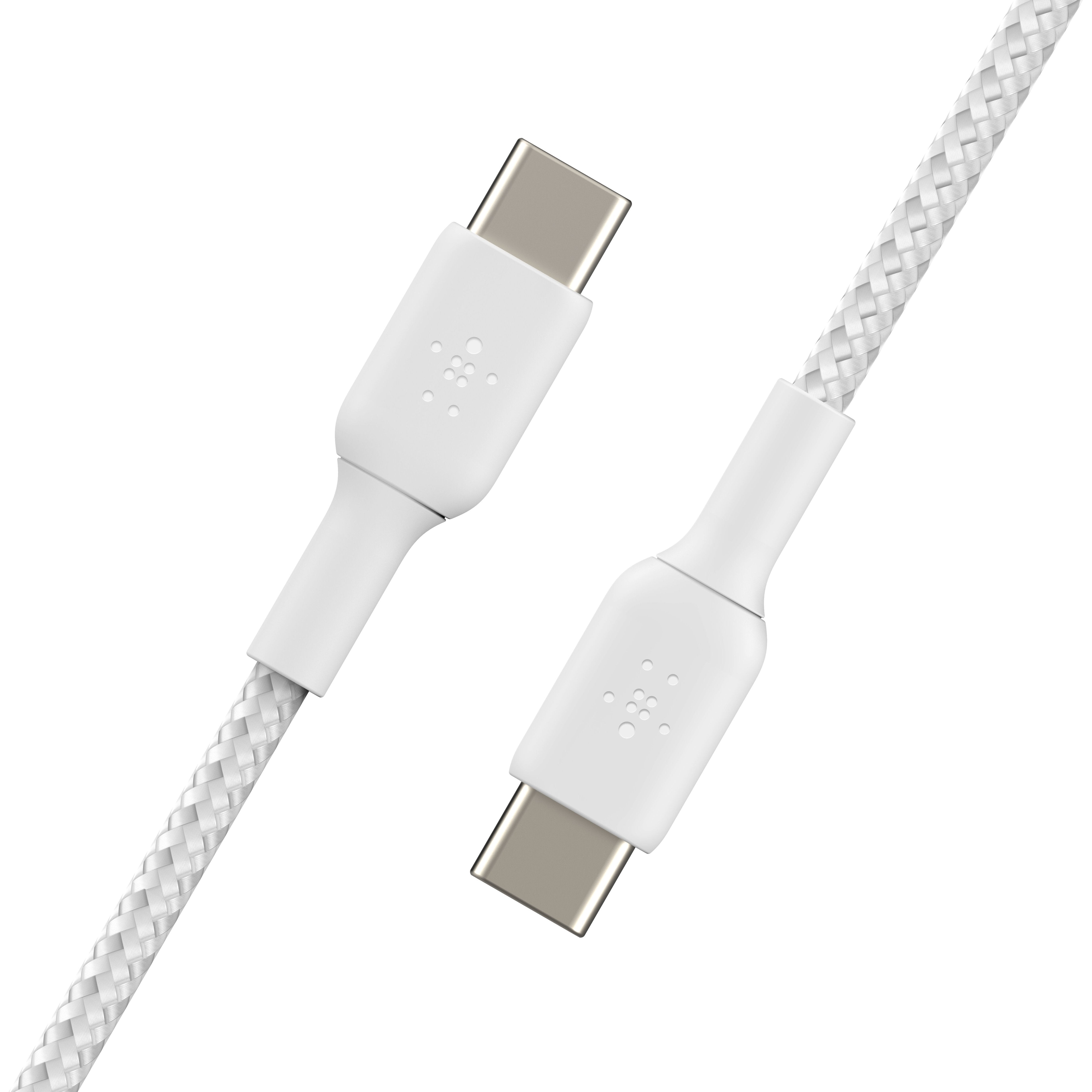 1x2 Belkin Braided Pvc Cable 1m Usb-C/Usb-C Wh. Cab004bt1mwh2pk