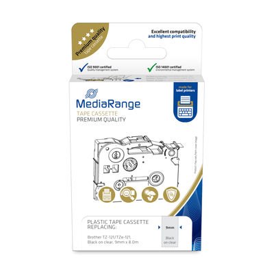 EAN 4260459618256 - MediaRange MRBTZ121 cinta para impresora de etiquetas Negro sobre transparente imagen 1