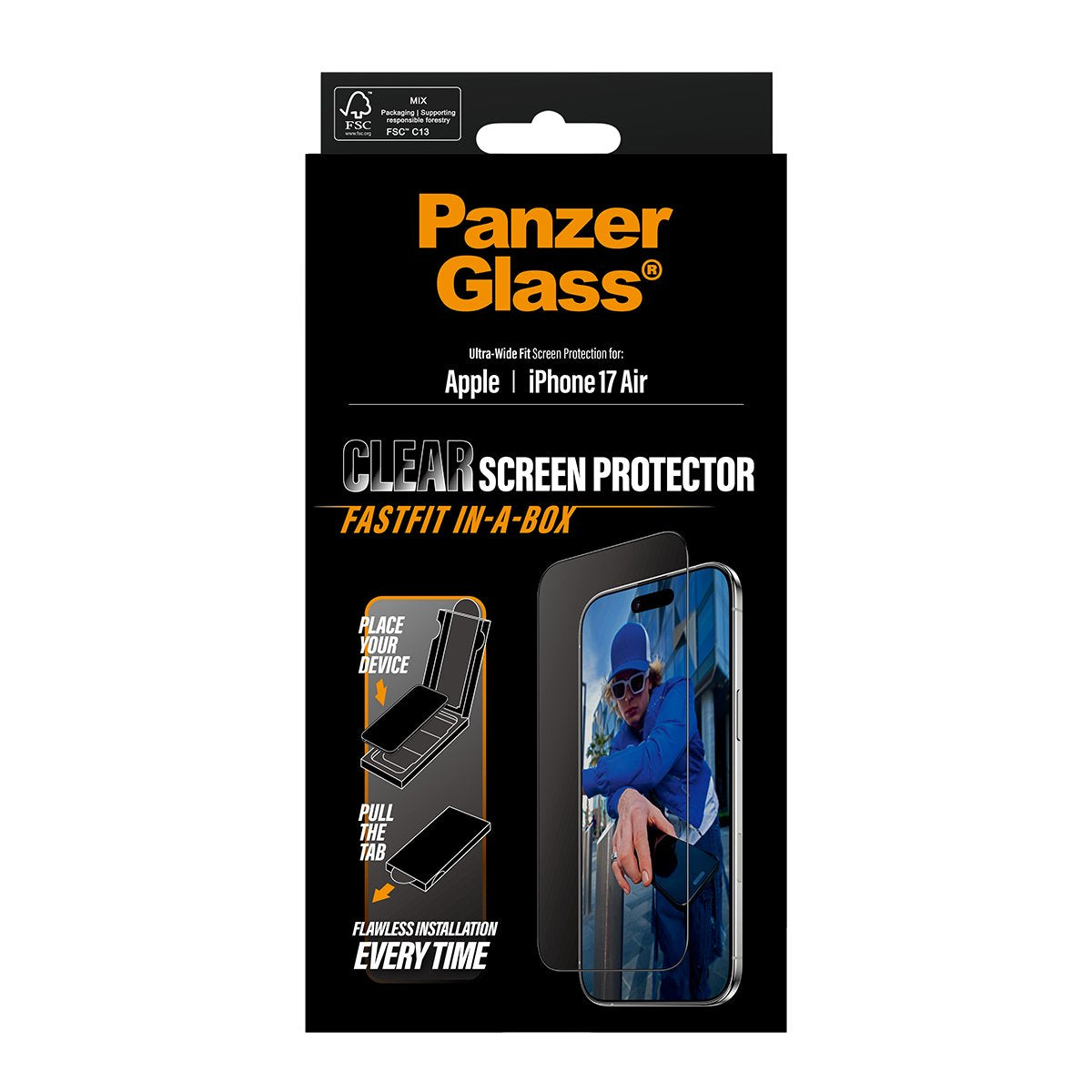 Panzerglass Ip 17 Air Uwf Fastfit With Black Frame