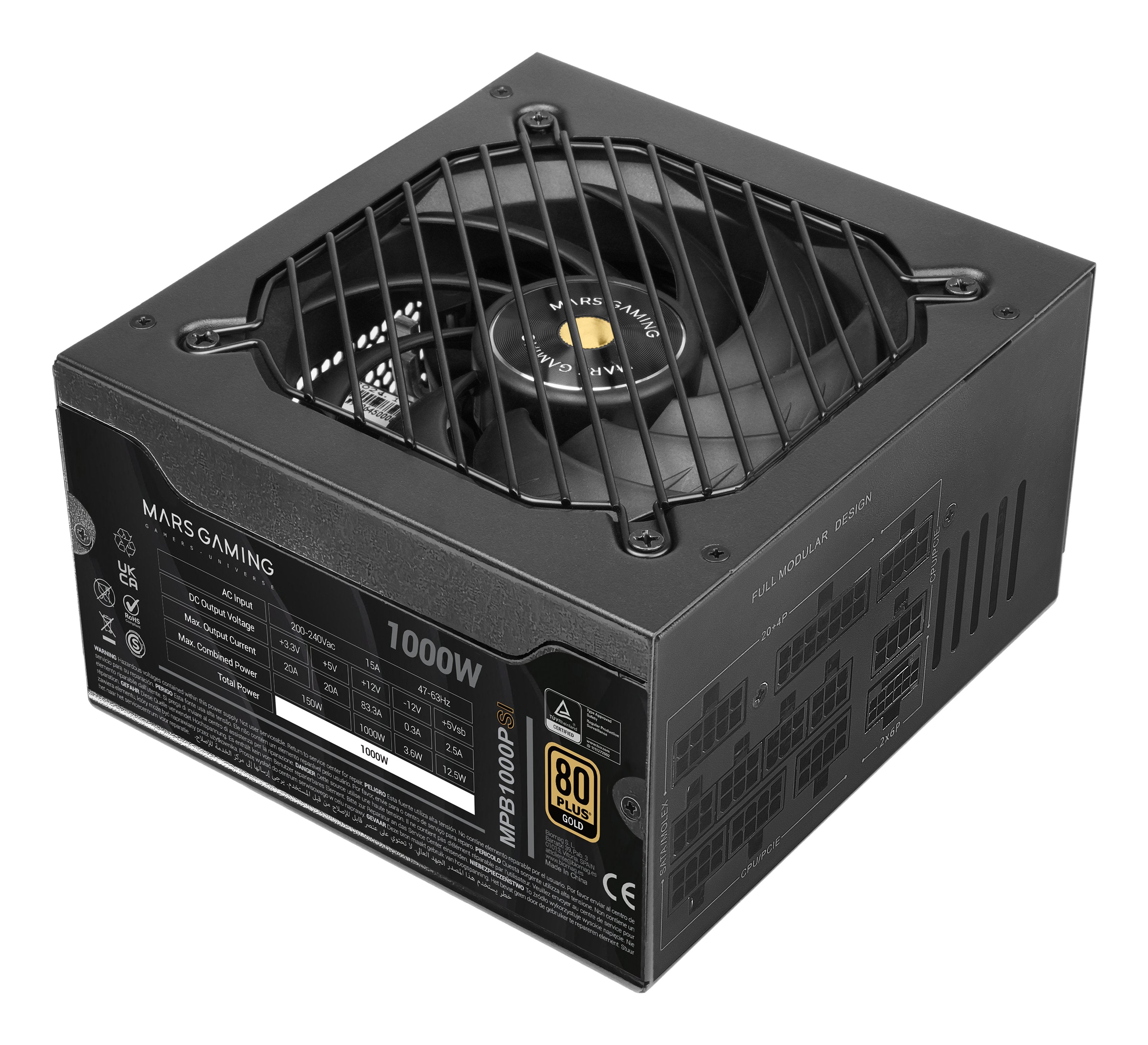 Fuente Alim. 1000w Si 80+ Gold Mars Gaming <Div Class='Especificaciones'>. <Div Class='Especificaciones'>. 1000w / Silencioso / 90% Eficiencia / Ventilador 140mm / Atx. .