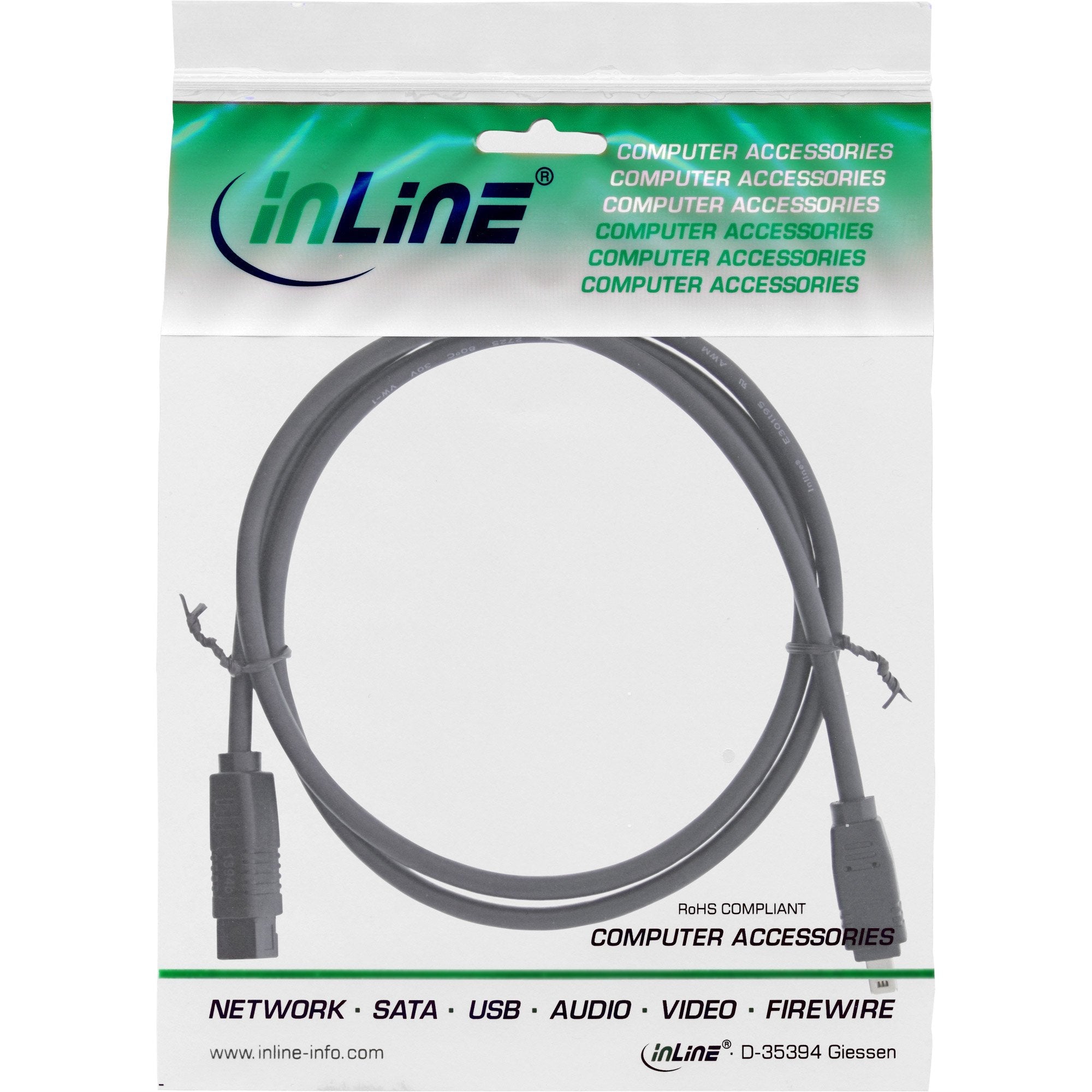 Inline Firewire 400 A 800 1394b Cable De 4 A 9 Pines Macho 1,8 M