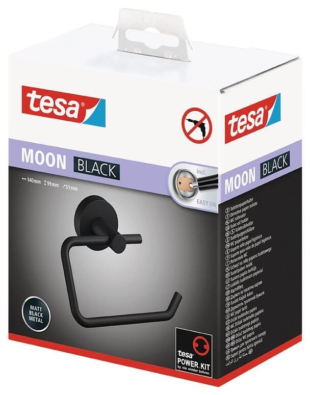 Portarrollos Papel Higienico Tesa Moon Black Montado En Pared Negro