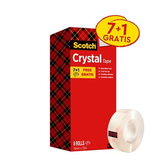 Scotch Pack De 8 Cintas Adhesivas - 19mm X 33m - Promocion 7 + 1 Gratis - Transparente