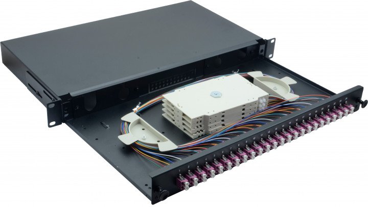 Helos Lwl 19" Spleissbox 24 X Lc Duplex Om4, Spleissfertig, Negro