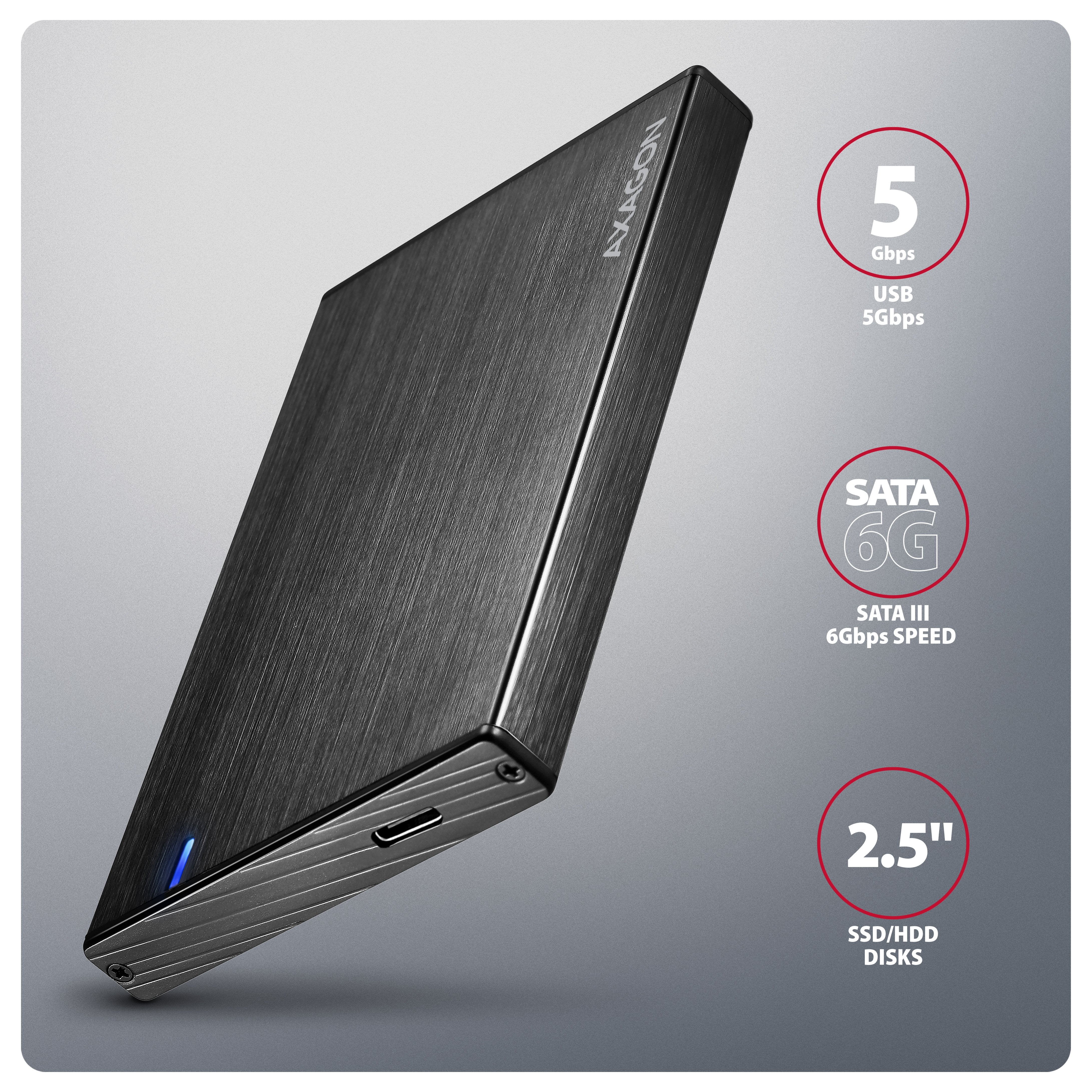 EAN 8595247908919 - Axagon EE25-XA6C caja para disco duro externo Carcasa de disco duro/SSD Negro 2.5" imagen 2
