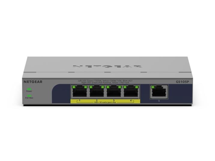 EAN 0606449174694 - NETGEAR GS105P No administrado Gigabit Ethernet (10/100/1000) Energía sobre Ethernet (PoE) Montaje en par imagen 2
