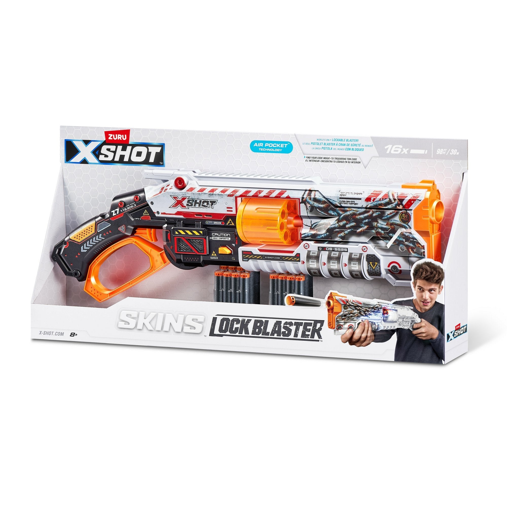 Zuru X-Shot Skins Lock Blaster Con Dardos, Dart Blaster 36606
