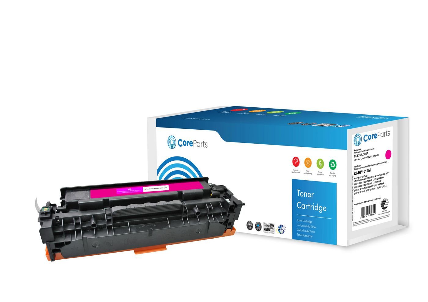 EAN 5704174131694 - CoreParts QI-HP1014M cartucho de tóner 1 pieza(s) Compatible Magenta imagen 1