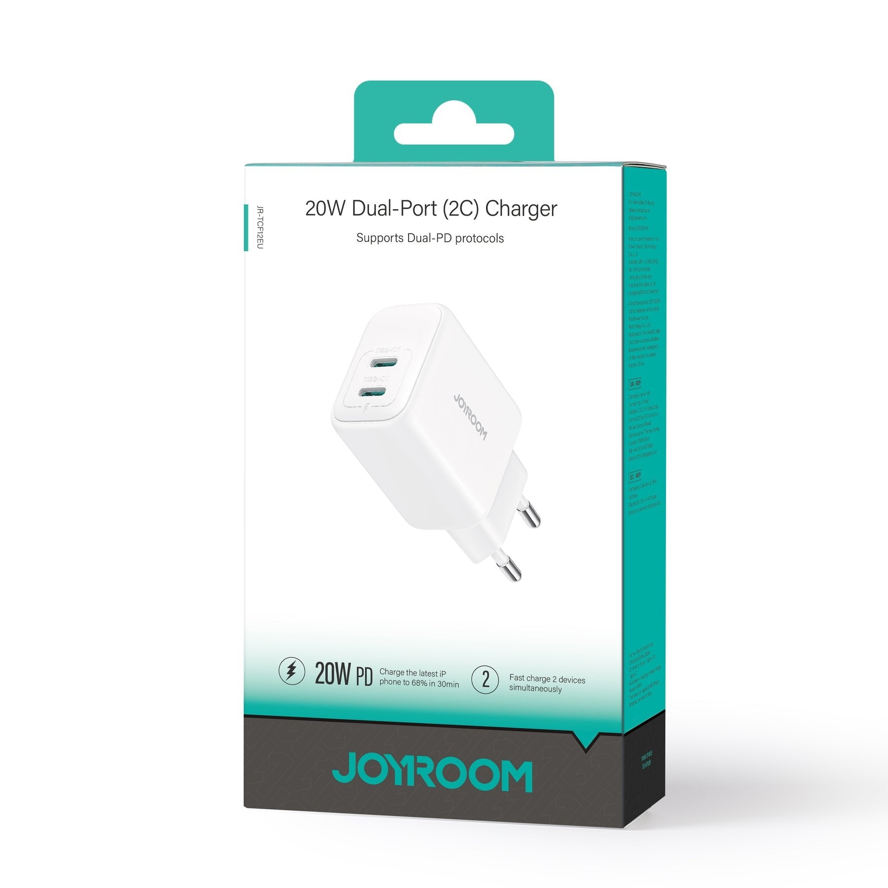 EAN 6956116722869 - JOYROOM JR-TCF12 cargador de dispositivo móvil Smartphone Blanco Corriente alterna Carga rápida Interior imagen 2