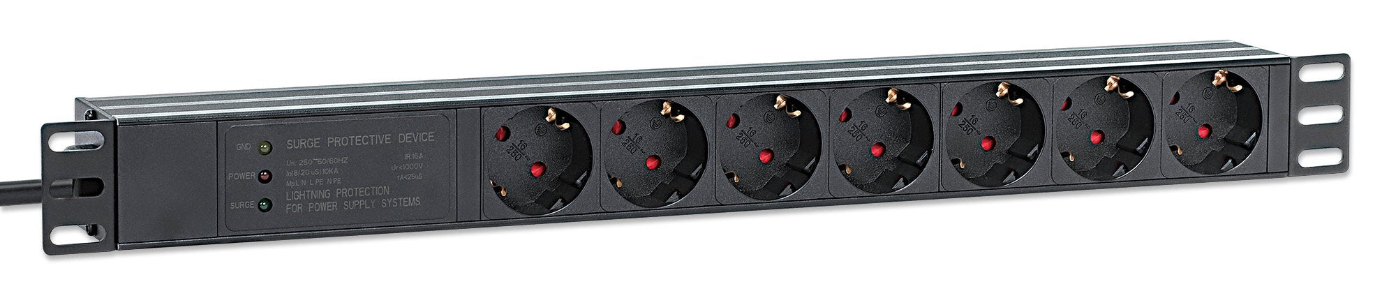 EAN 0766623715140 - Intellinet 715140 unidad de distribución de energía (PDU) 7 salidas AC 1U Negro imagen 2