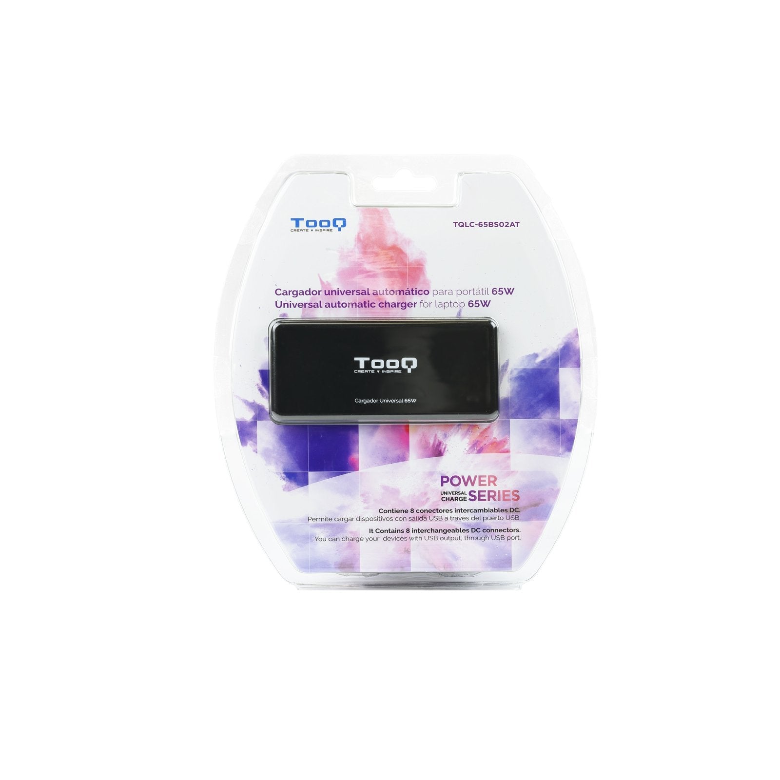 Tooq Cargador Universal Automatico Para Portatil 65w - Usb - 8 Adaptadores - Voltaje 18.5-20v