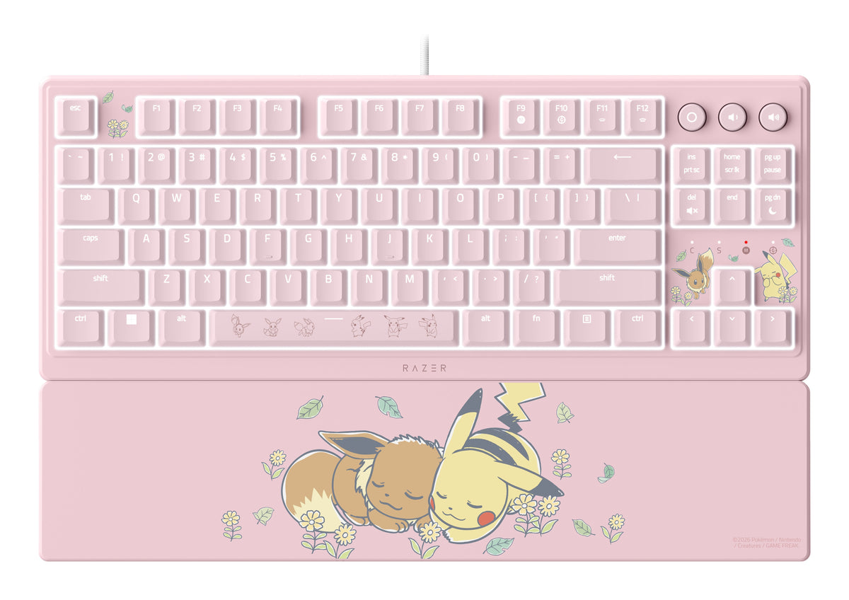 Razer Ornata V3 Tenkeyless Pikachu & Eevee Edition Teclado Juego Usb Rosa