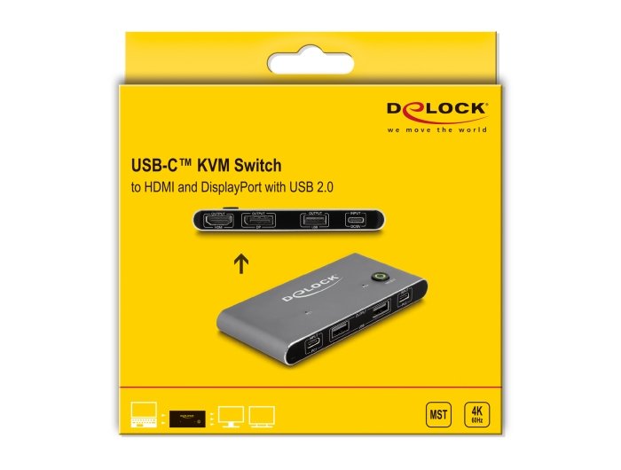 Delock 11485 Switch Kvm Usb-C A Hdmi Y Displayport 8k Mst Con Usb 2.0