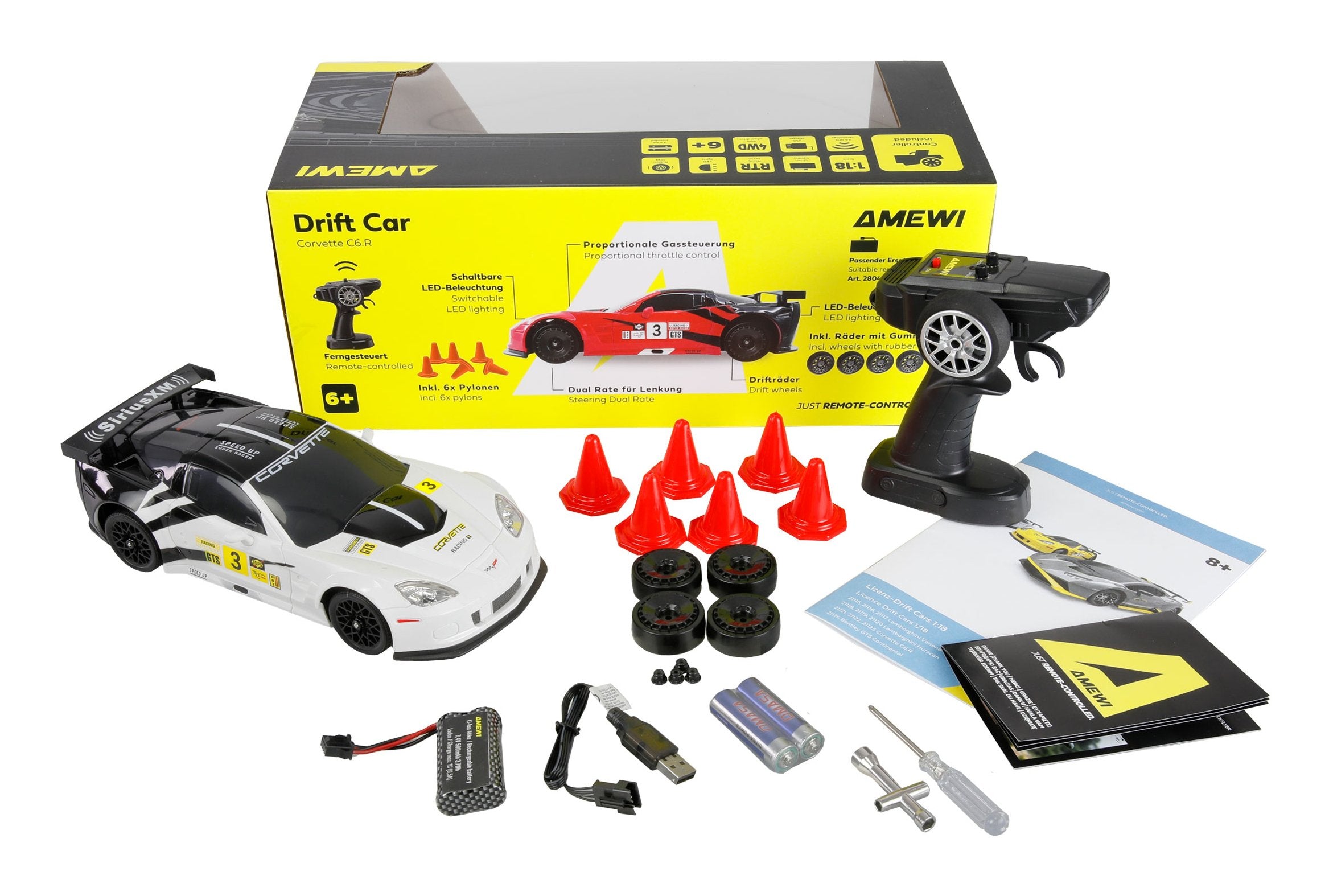 EAN 4262500343032 - Amewi Corvette C6R modelo controlado por radio Coche de carreras Motor eléctrico 1:18 imagen 2