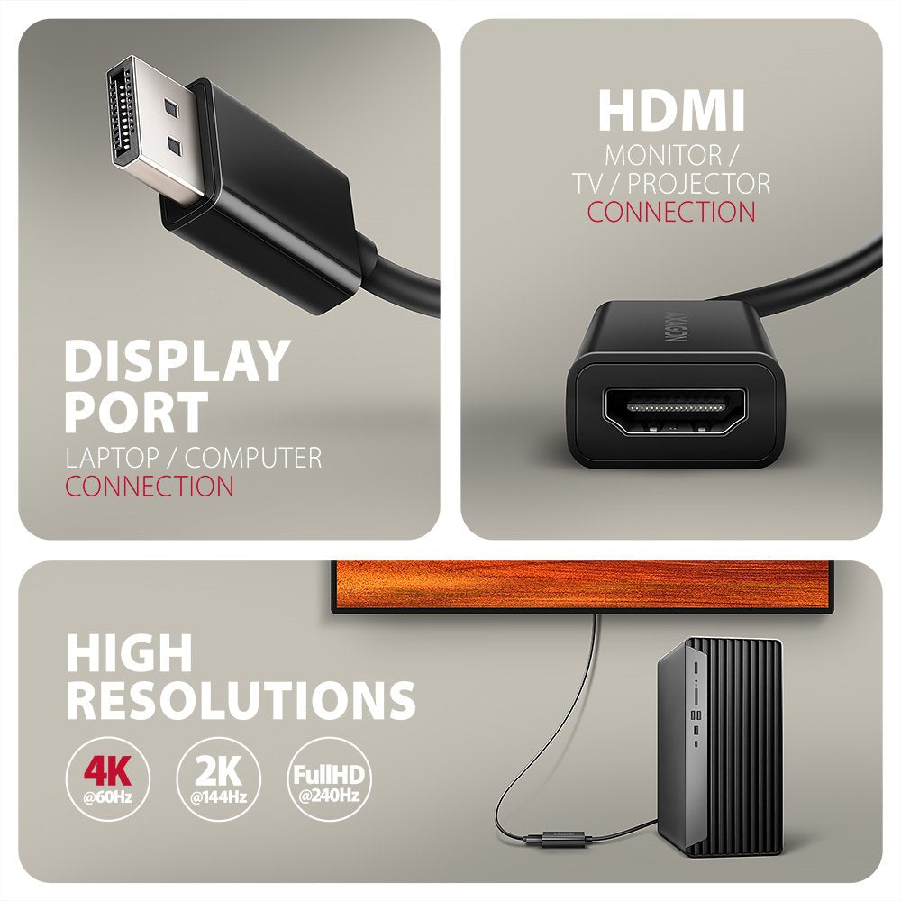 EAN 8595247908810 - Axagon RVD-HI20N adaptador de cable de vídeo 0,15 m DisplayPort HDMI Negro imagen 2