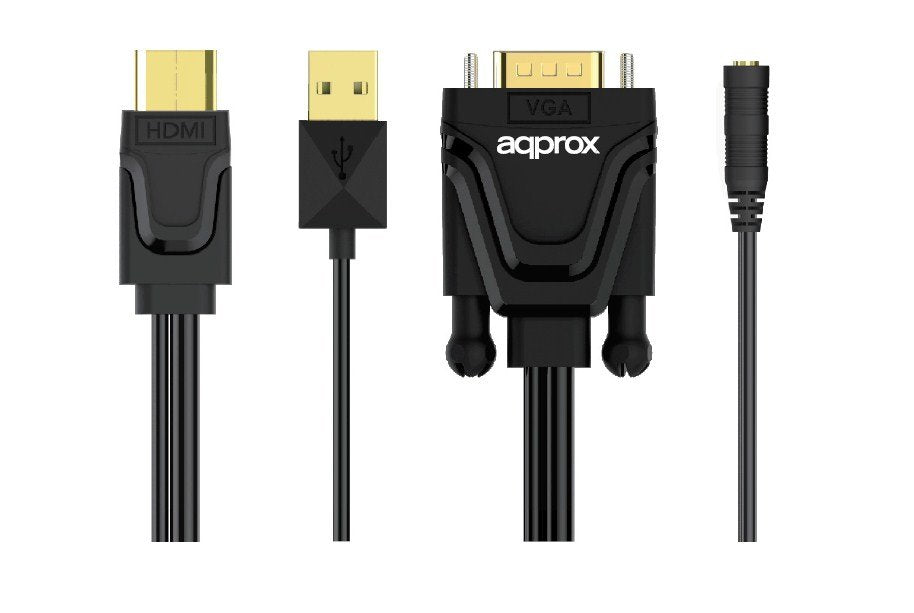 Approx Adaptador Hdmi A Vga Appc22 Con Salida De Audio 3.5mm Resolucion 1920x1080 60hz Transmite Audio Y VaDeo Simultaneamente