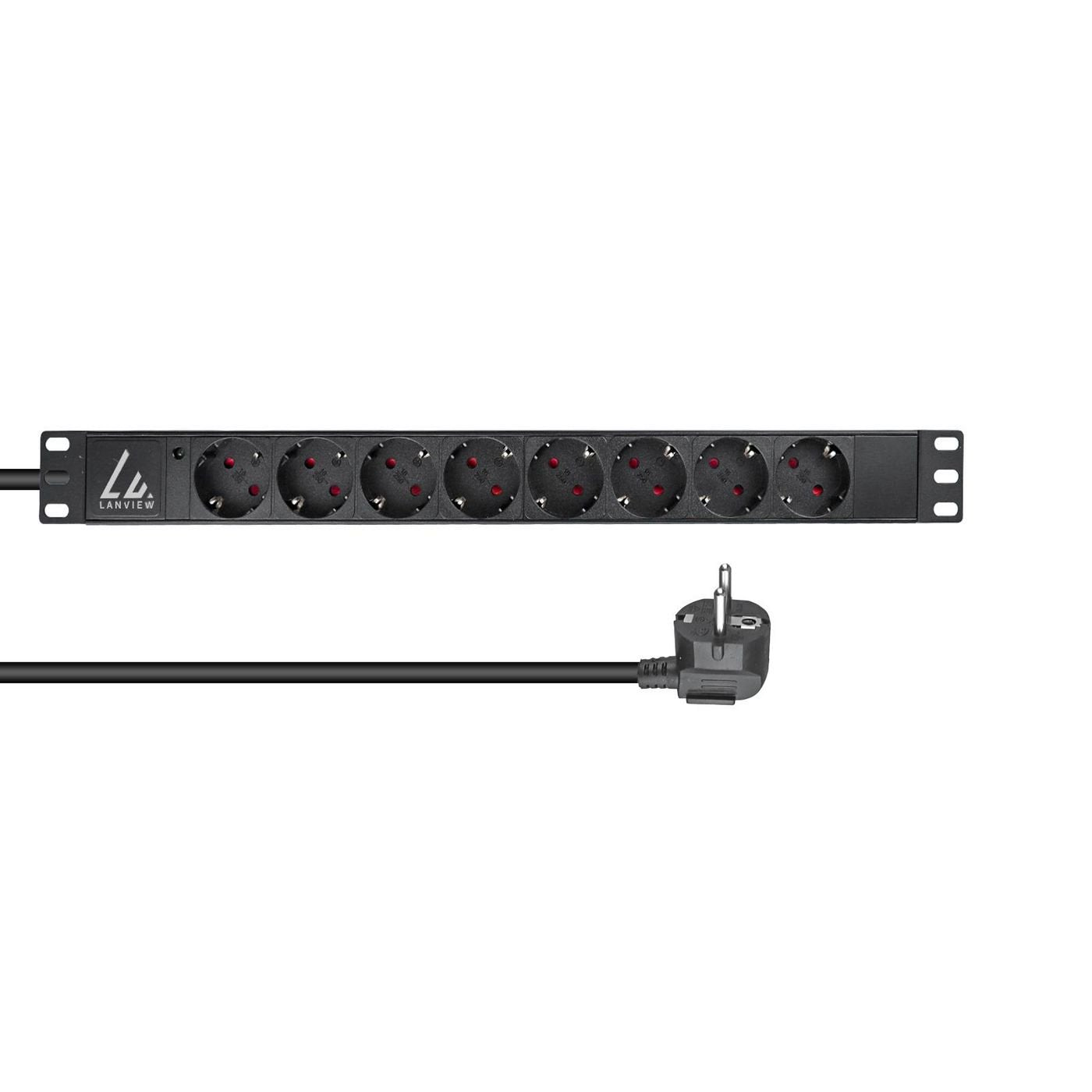 EAN 5715063052952 - Lanview LVR-2MSCH-LIC-SCH8 unidad de distribución de energía (PDU) 8 salidas AC 1U Negro imagen 1