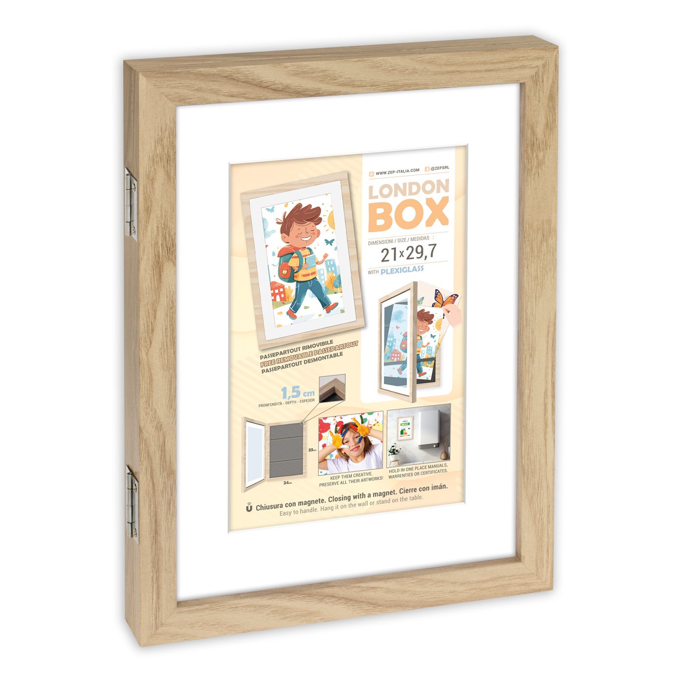 Zep London Box Natural Mrn82 Holz Rahmen Innenmass 14x21,5cm