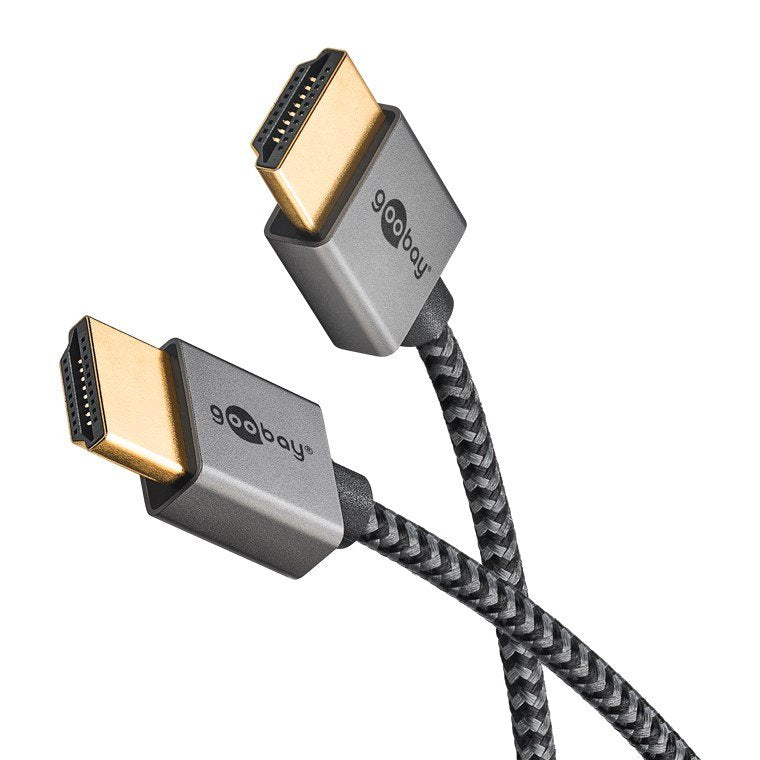 Goobay Plus Slim High-Speed-Hdmi-Cable Mit Ethernet, 4k @ 60hz (Gris, 3 Meter) 75754