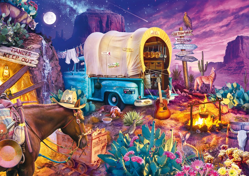 Schmidt Spiele Jeff Haynie: Camping Romántico En El Lejano Oeste, Rompecabezas De 1000 Piezas 58576