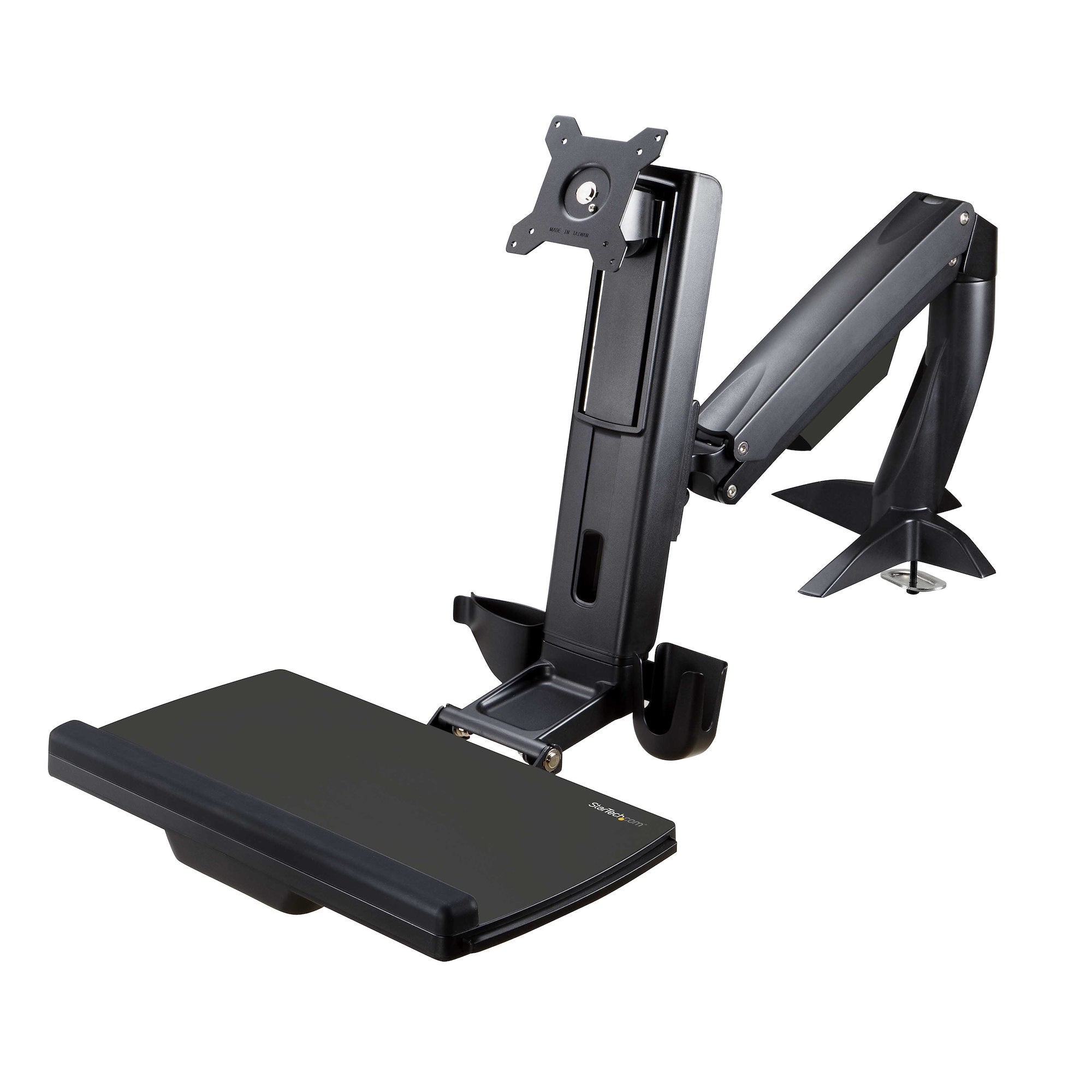 Startech.Com Brazo De Soporte De Pie Y Sentado Ajustable Vesa Para Monitores De Hasta 24 Pulgadas Con Soporte Para Teclado Y Ratón