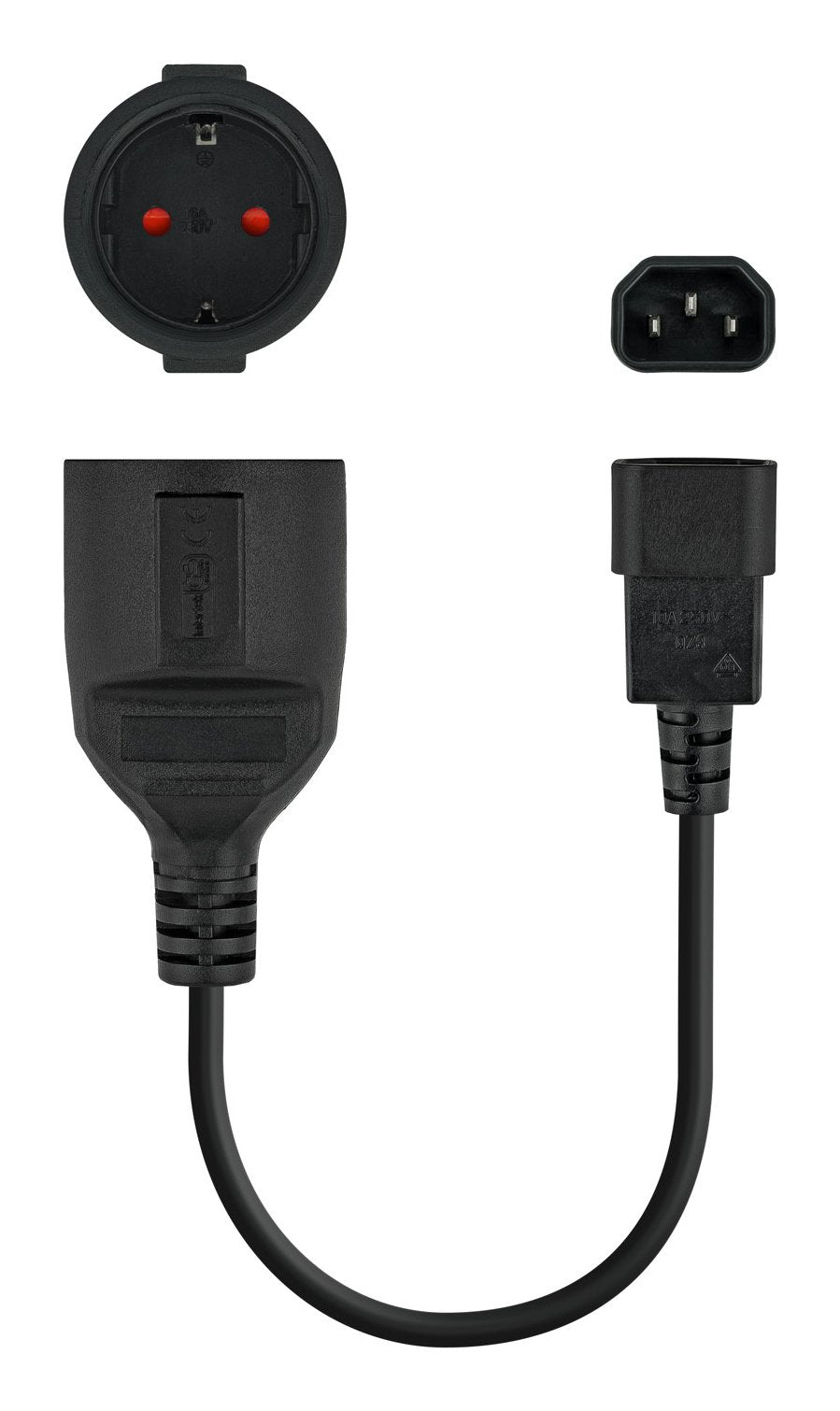 EAN 8433281014589 - Nanocable 10.22.0902 cable de transmisión Negro 0,5 m C14 acoplador CEE7/4 imagen 2