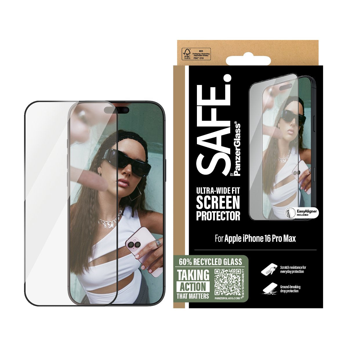 EAN 5715685010699 - PanzerGlass SAFE. by ® Screen Protection w. Black Frame iPhone 16 Pro Max | Ultra-Wide Fit Protector de p imagen 2
