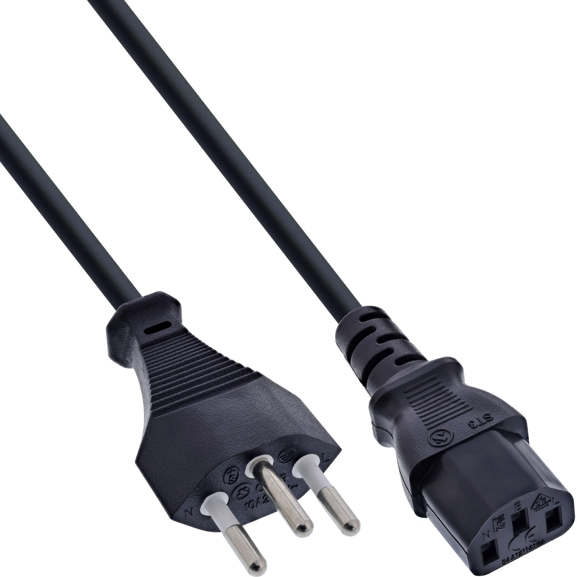 40pcs. Bulk-Pack Inline® Power Cable Switzerland Type J / 3pin Iec C13 Male