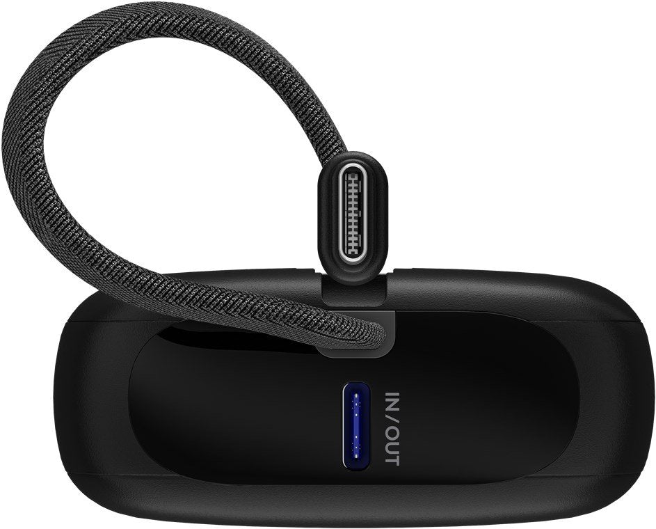 Goobay Powerbank 10.000 Mah, Integriertes Usb-C Cable 13cm, 20 Watt (Negro, 10 Ah, 1x Usb-A, 2x Usb-C, Pd, Qc) 76251