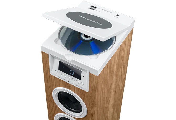 EAN 3499550388886 - Thomson DS121CD sistema de audio para el hogar Torre de sonido para uso doméstico 10 W Blanco, Madera imagen 2
