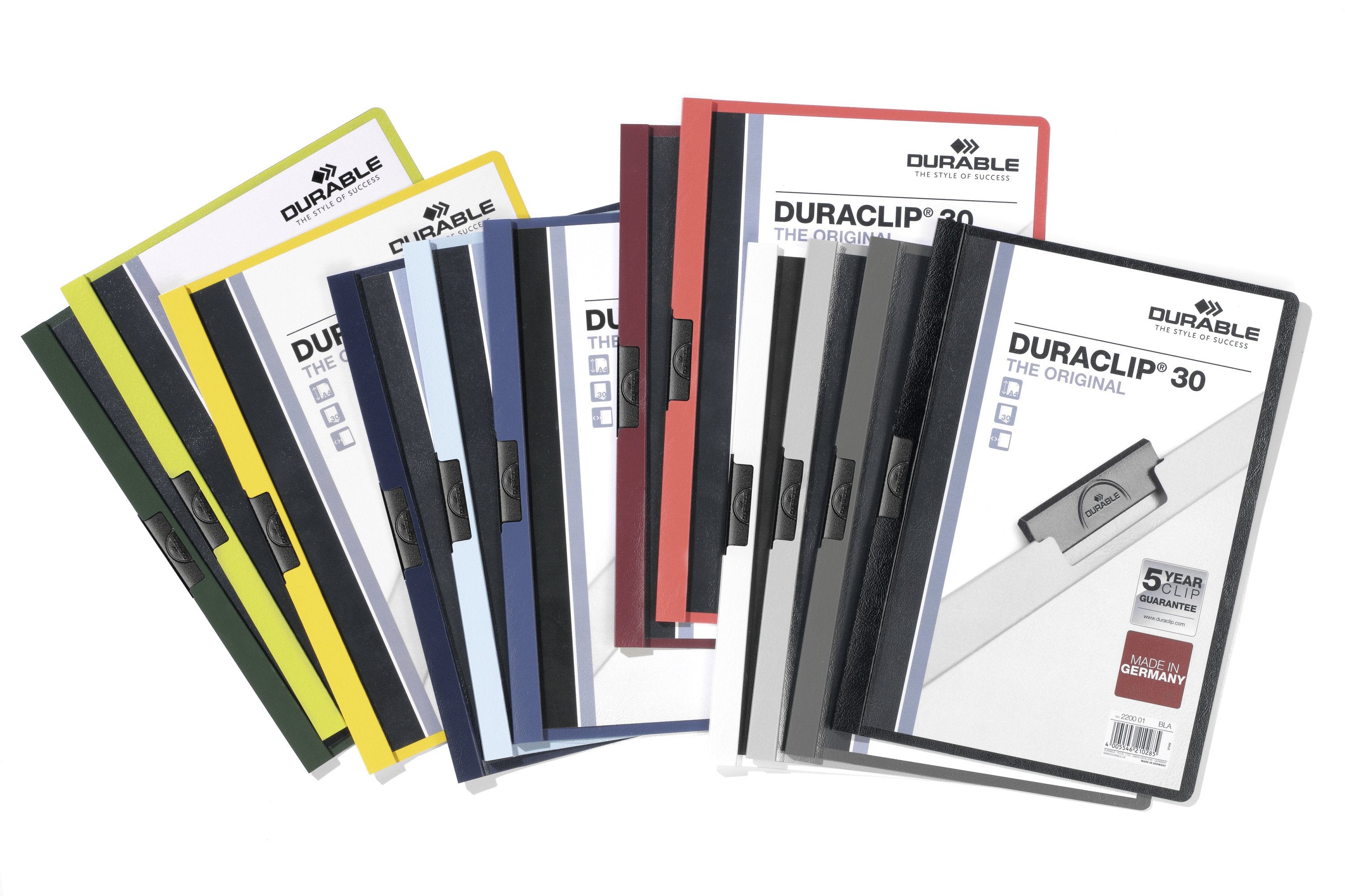 Durable Duraclip 30 Carpeta De Plastico Con Clip De Acero - Tamaño A4 - Capacidad Hasta 30 Hojas - Parte Posterior