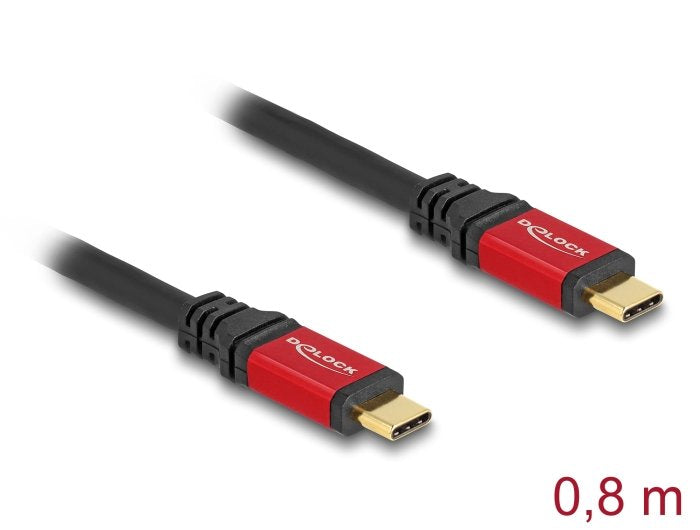 Delock 80652 Cable Usb 20 Gbps Usb Type-C Macho A Macho Pd 3.0 100 W E-Marker 0,8 M Rojo Metal