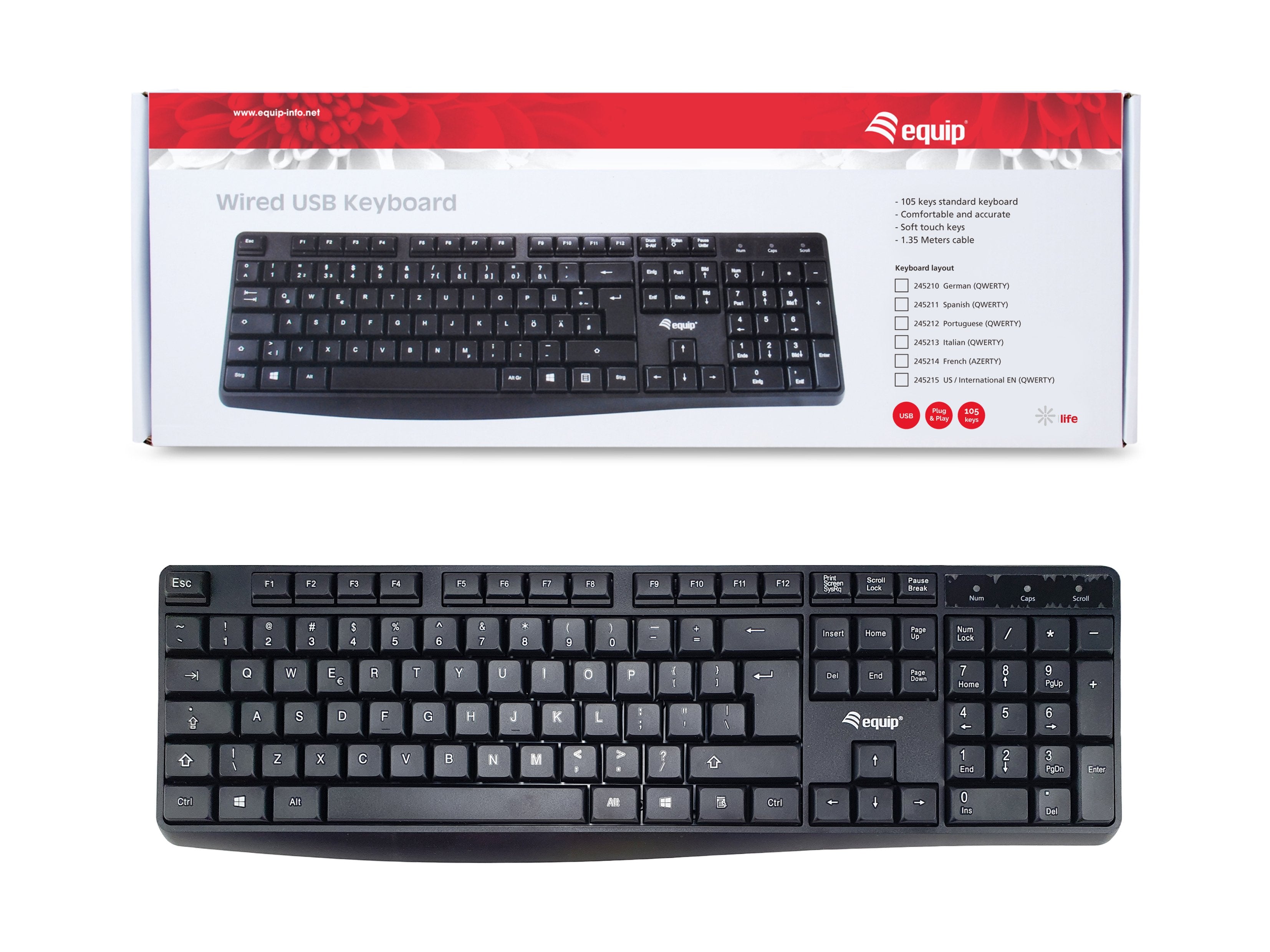 EAN 4015867230510 - Equip 245215 teclado Oficina USB QWERTY Inglés de EE. UU. Negro imagen 6