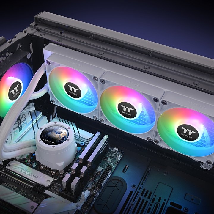 EAN 4711475640375 - Thermaltake TH360 V2 Ultra ARGB Procesador Kit de refrigeración líquida 36 cm Blanco 3 pieza(s) imagen 6