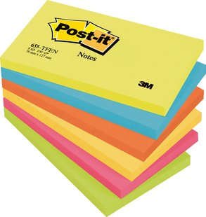 Post-It Blocs Notas 655 Gama Energía Amarillo Ultra,Azul Ultra,Naranja Neón,Amarillo Ultra,Fucsia,Verde Neón 76x127 -Pack 6-