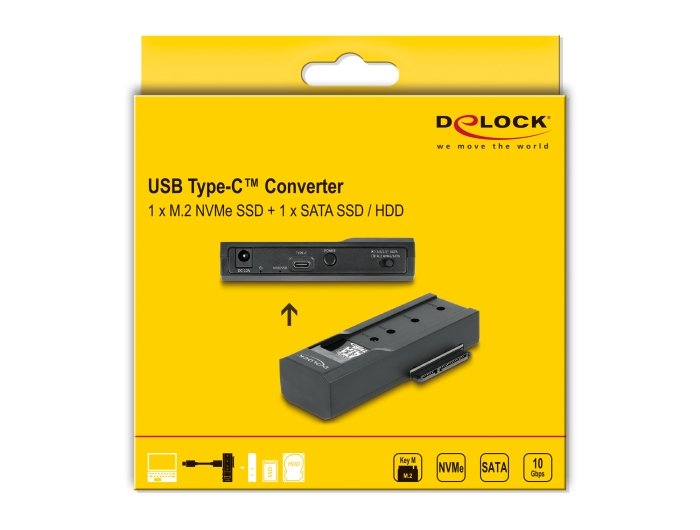 Delock 64253 Convertidor Usb Type-C Para 1 X Ssd M.2 O 1 X Sata Ssd / Hdd