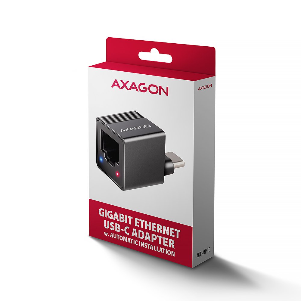 Axagon Ade-Minic Usb-C 3.2 Gen 1 Gigabit Ethernet Mini Adapter - Schwarz - Adapter - Digital/Daten 1000 Mbit/S