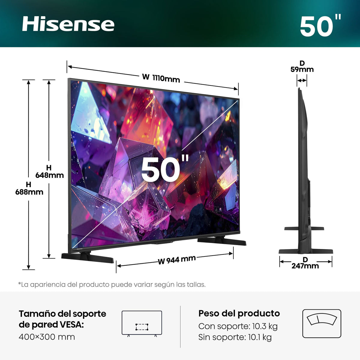 EAN 6942351432977 - Hisense 50E7S PRO 127 cm (50") 4K Ultra HD Smart TV Wifi Negro 350 cd / m² imagen 14