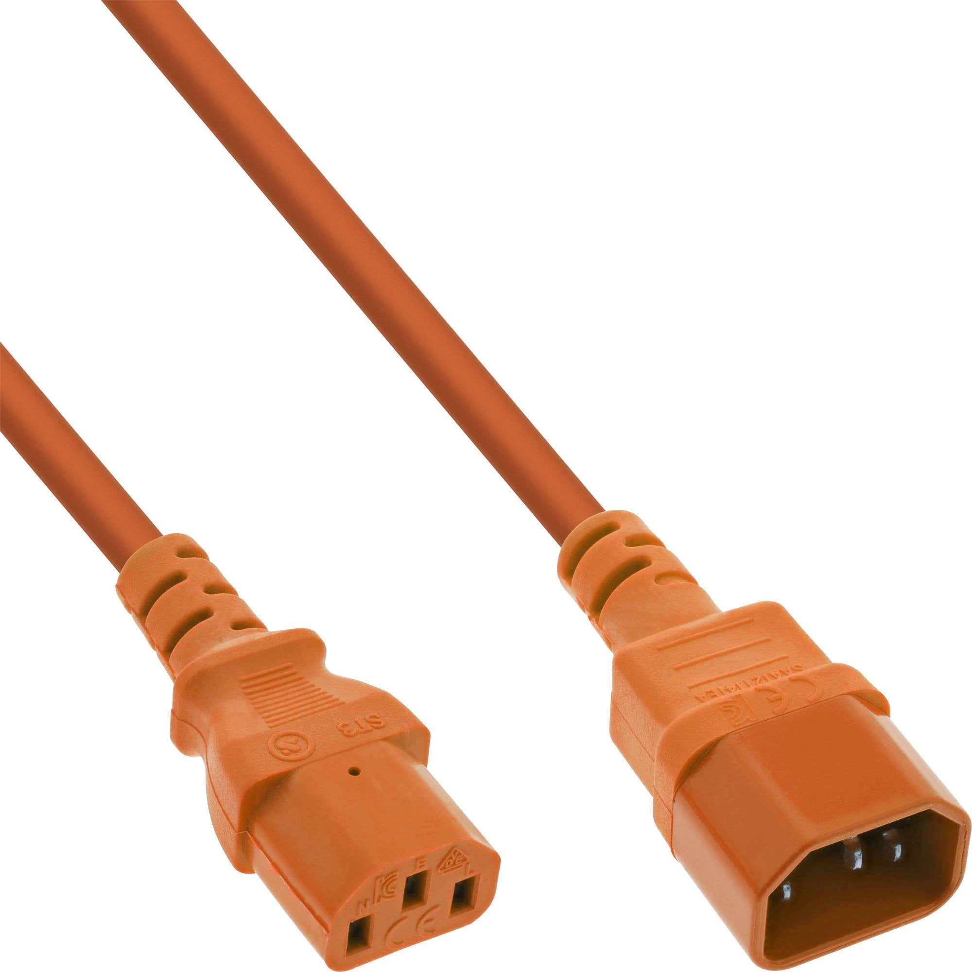 Prolongación Del Cable De Alimentación Inline, C13 A C14, Naranja, 0,75 M